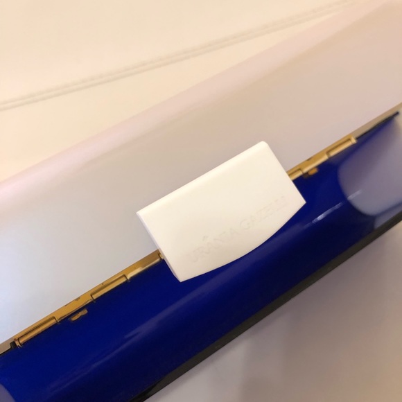 Urania gazelli plexiglass blue white clutch bag